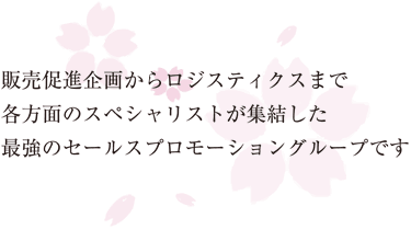 販売促進規格からロジスティクスまで。各方面のスペシャリストが集結した最強のセールスプロモーショングループです。